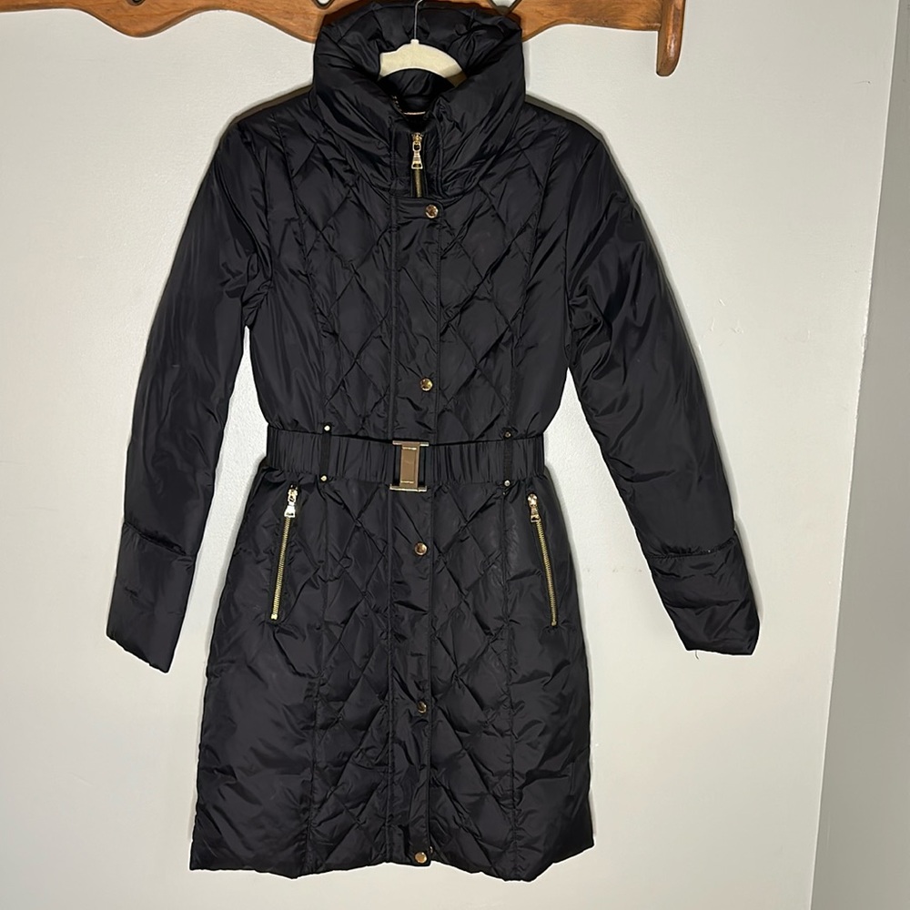 Express Black Long Puffer Coat Small